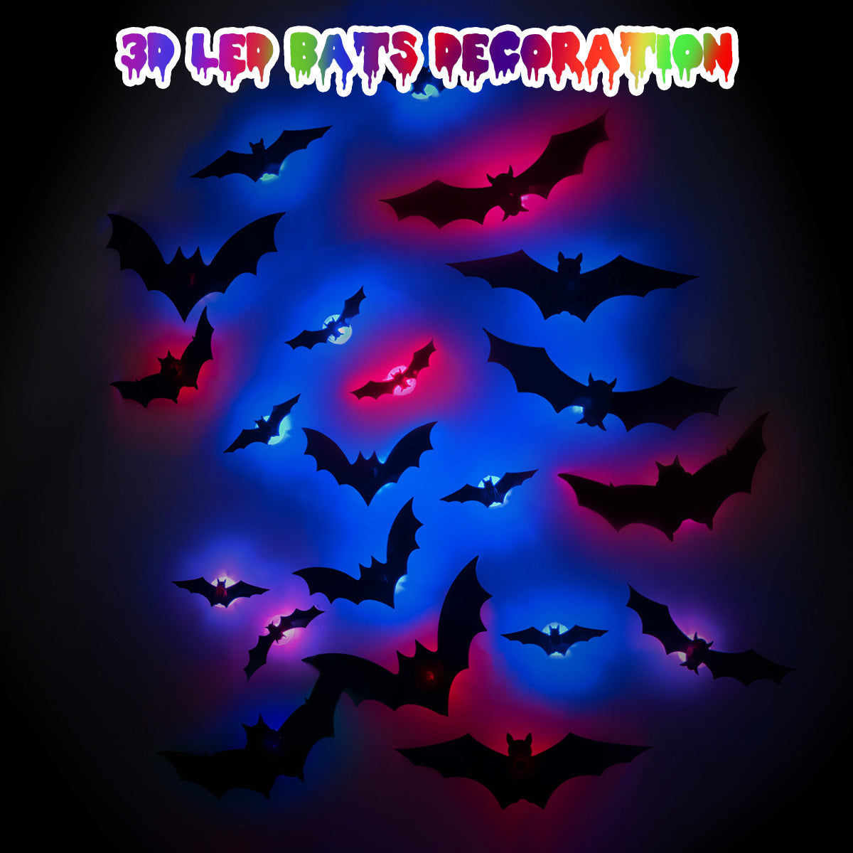 Halloween 3D LED Bat Night Light Wall Decoration