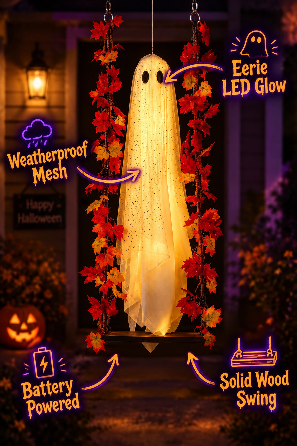 Halloween Hangman Swinging Ghost