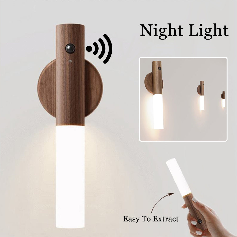 Magnetic Wood Motion Sensor Wall Light