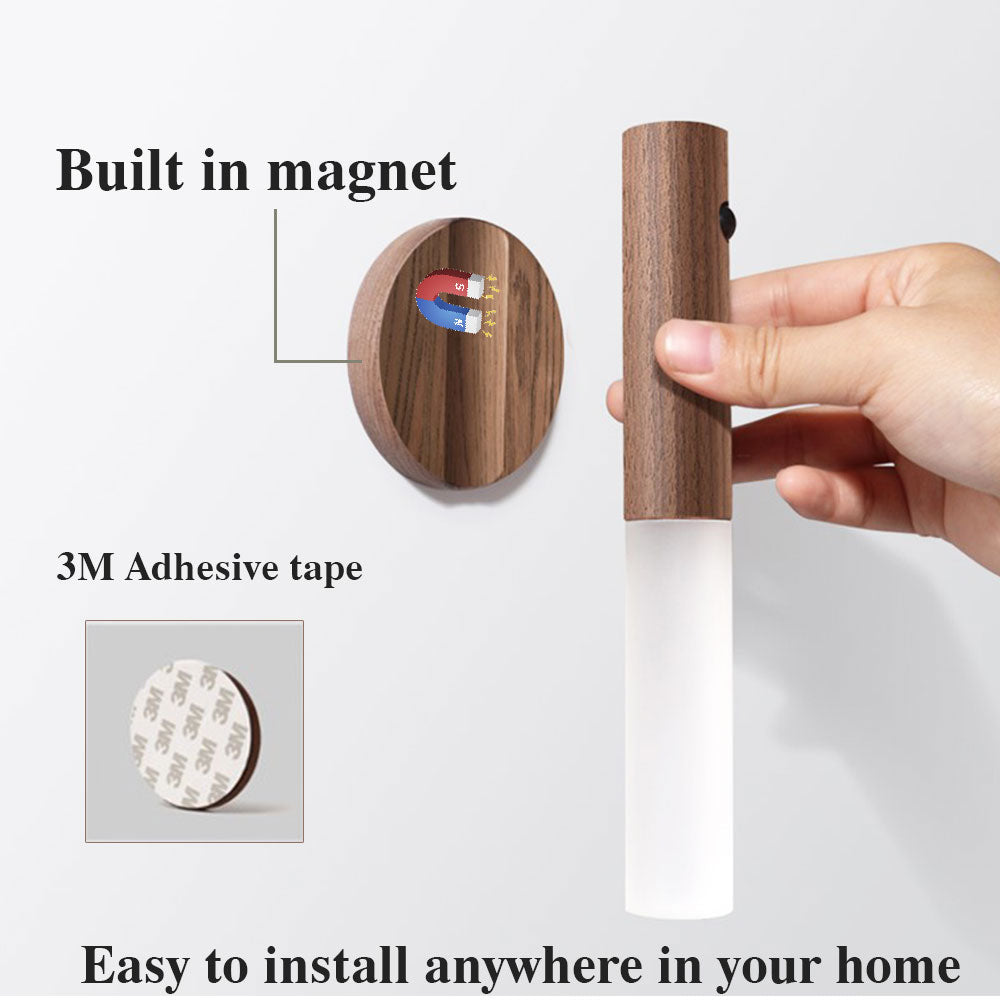 Magnetic Wood Motion Sensor Wall Light