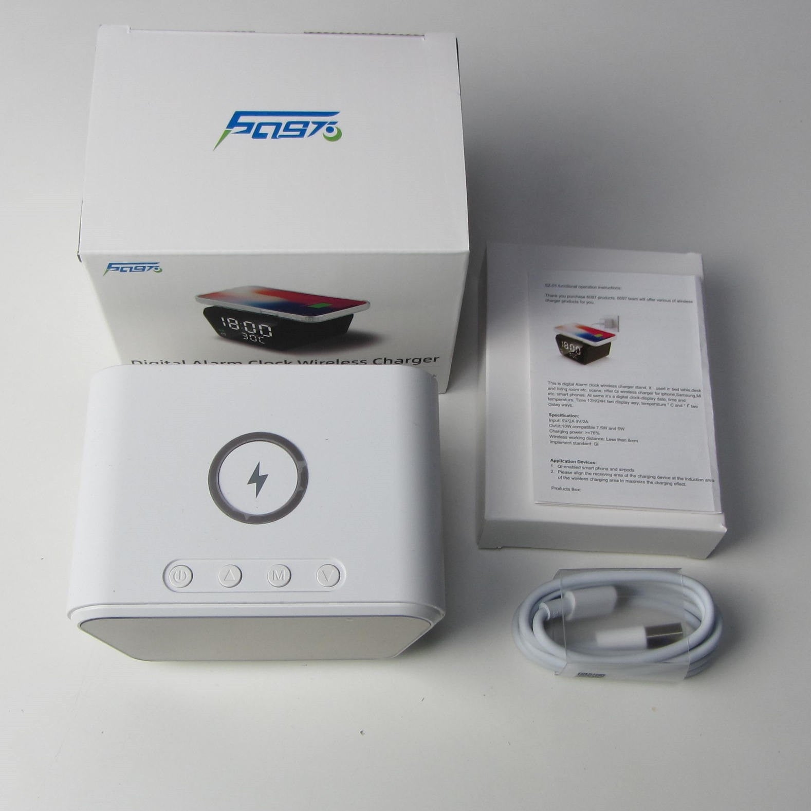 2-in-1 Wireless Charging Temperature Clock